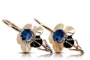 Des boucles d'oreilles Artisanat vintage Saphir Or rose 14 carats vintage d'origine vec028r